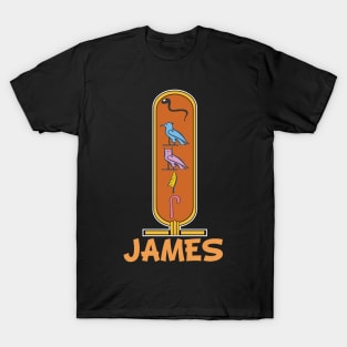 JAMES-American names in hieroglyphic letters-James, name in a Pharaonic Khartouch-Hieroglyphic pharaonic names T-Shirt